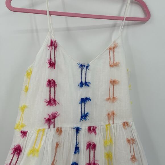 LOU & GREY Fiesta Fringe Cami Mini Dress XS Colorful White Loft Ann Taylor NWT - Picture 3 of 11